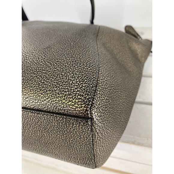 COACH 33736 MEDIUM SIZE GOLD, BLACK LEATHER METALIC HANDBAG - Picture 9 of 12